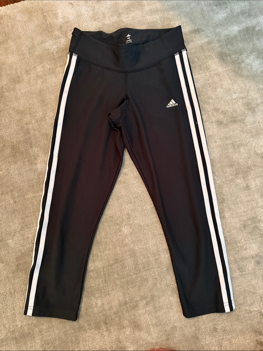 adidas Black Leggings with White Side Stripes
